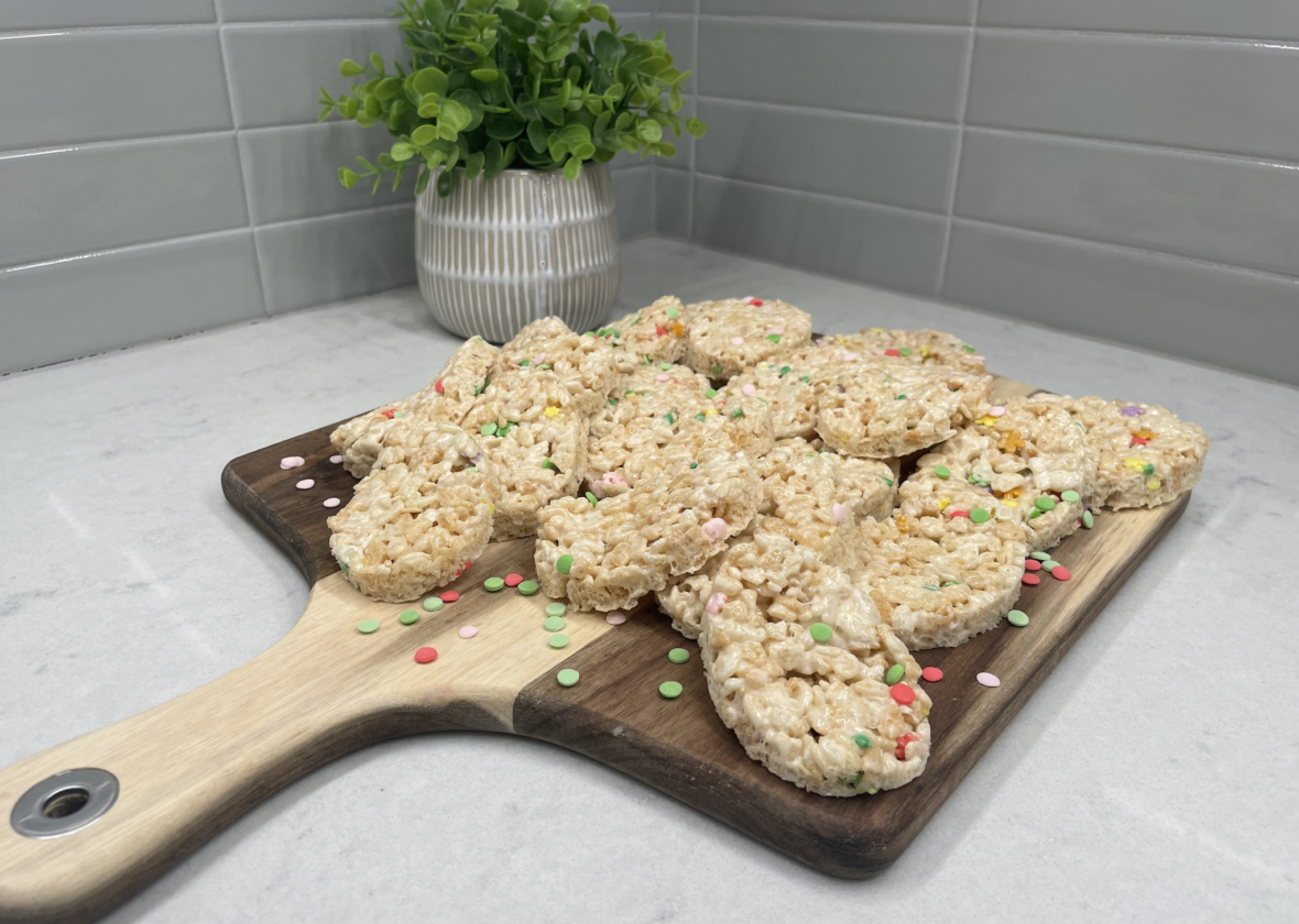 easter egg-themed brown butter rice krispies treats