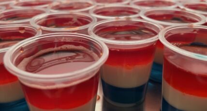 Patriotic tri-colored Jell-O shots