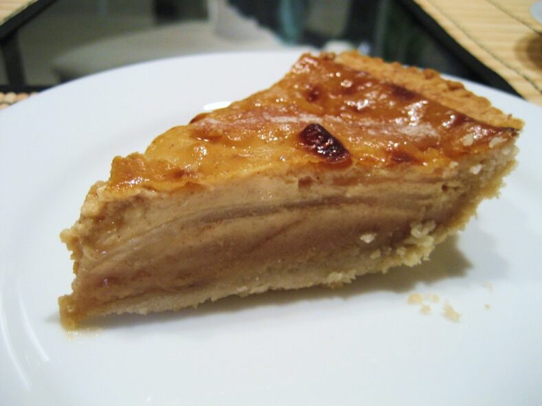 pear custard pie slice