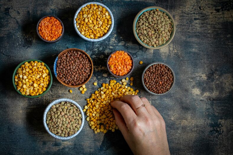 lentils in bowls