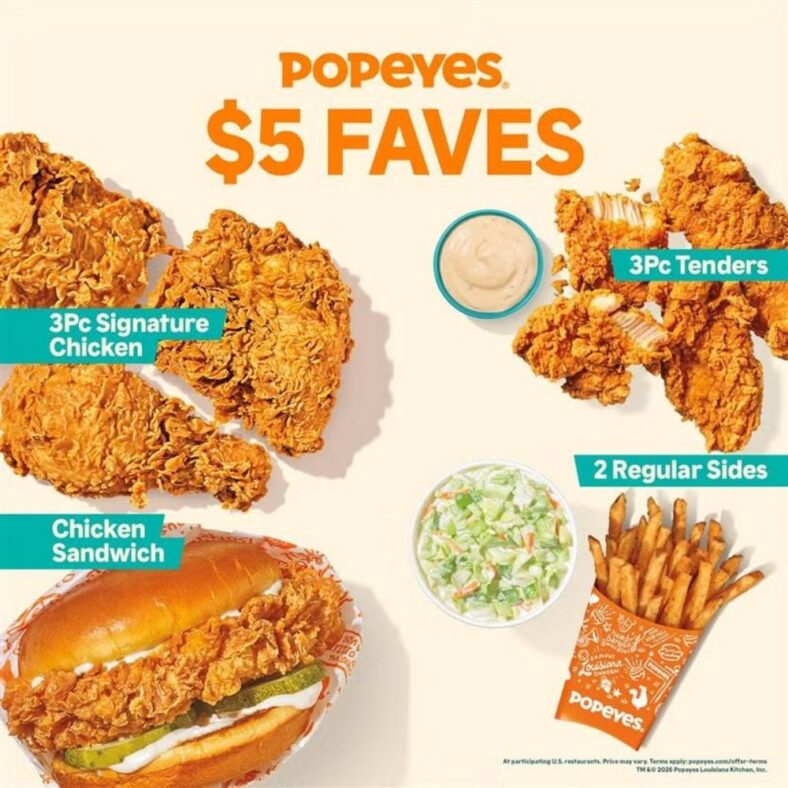 Popeyes $5 Faves Menu