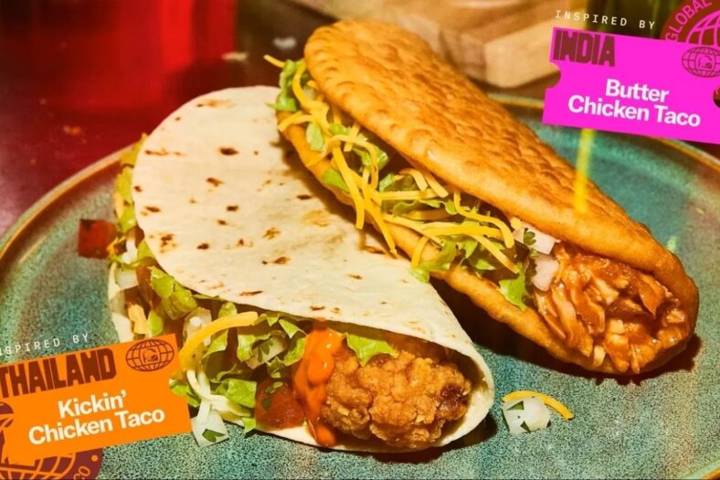 Kickin' Chicken Taco and Butter Chicken Taco at Taco Bell. 