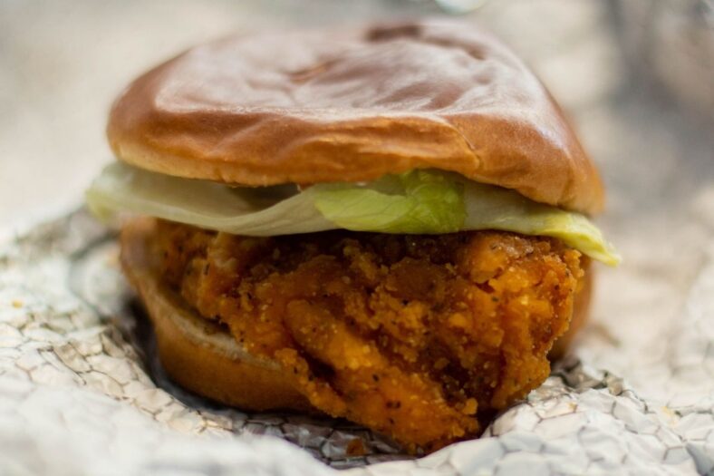 A spicy chicken sandwich from Wendy's at the Detroit Free Press office, Thursday, Sept. 5, 2019. 090519 Chickensandwich Ab 6