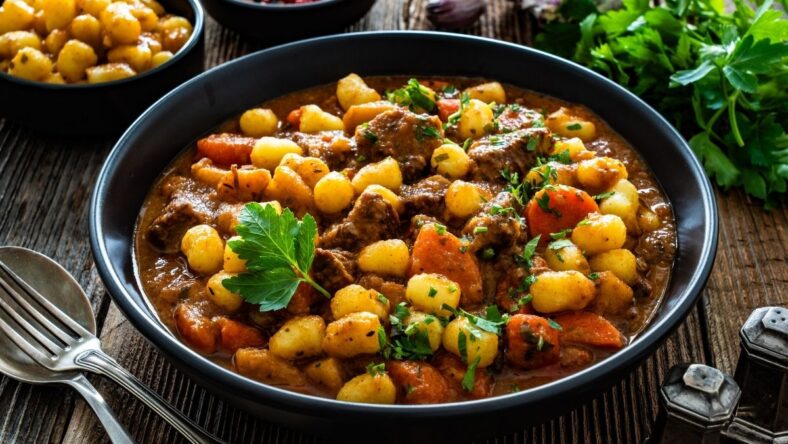 Beef goulash with gnocchi