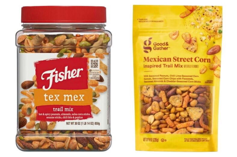 Fisher Tex Mex trail mix and Mexican Street Corn trail mix