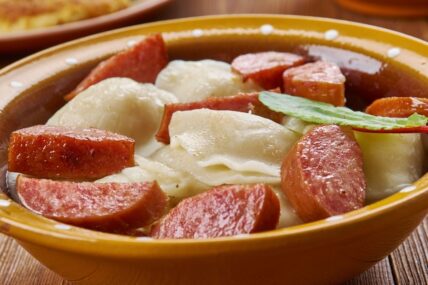 Crockpot Pierogi Casserole with Kielbasa