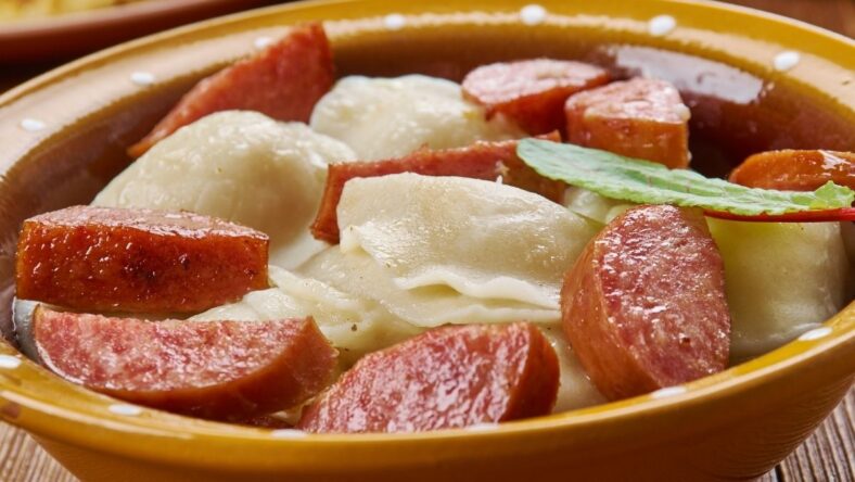 Crockpot Pierogi Casserole with Kielbasa